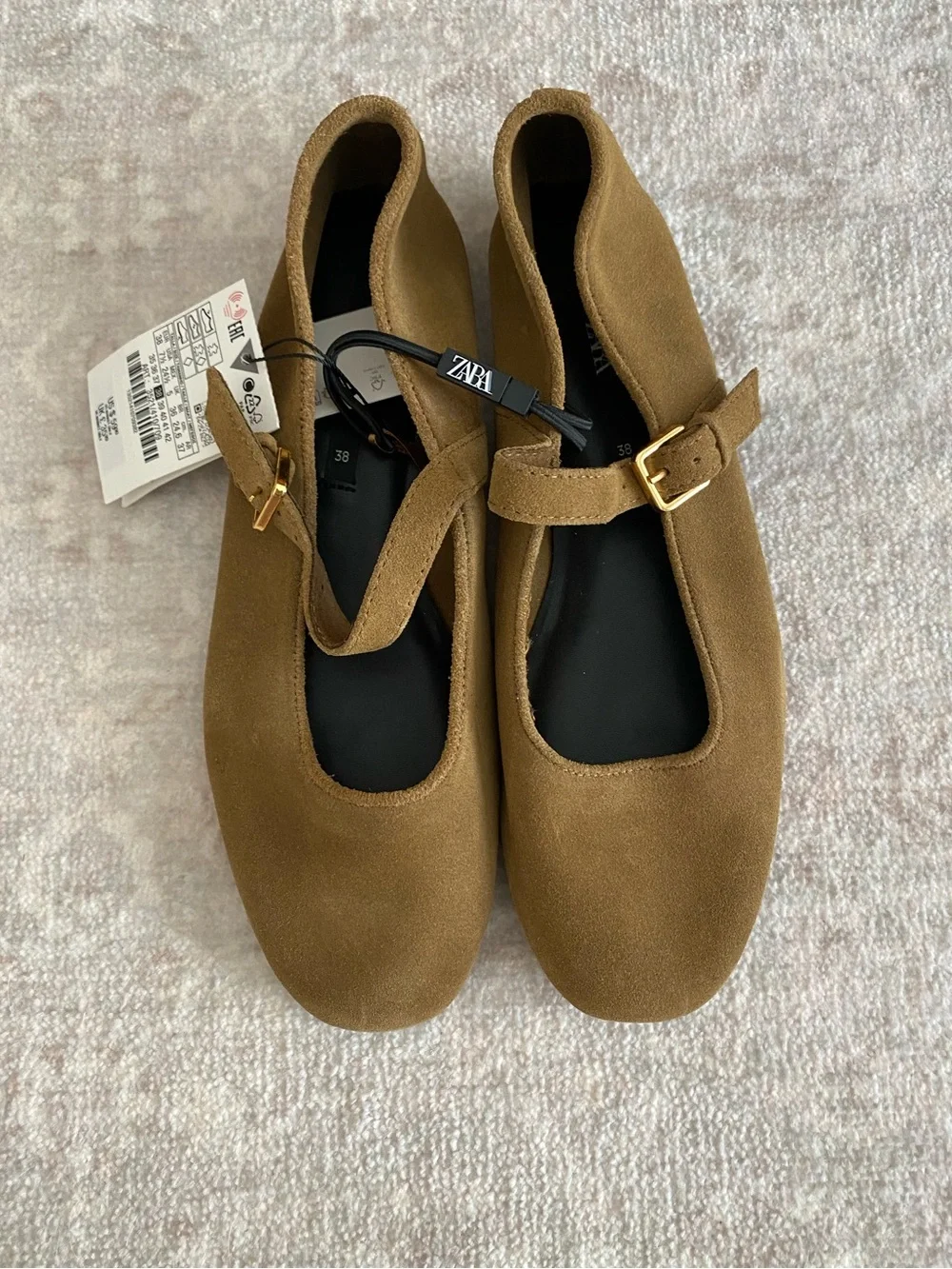 Zara Suede Ballet Flats 7.5